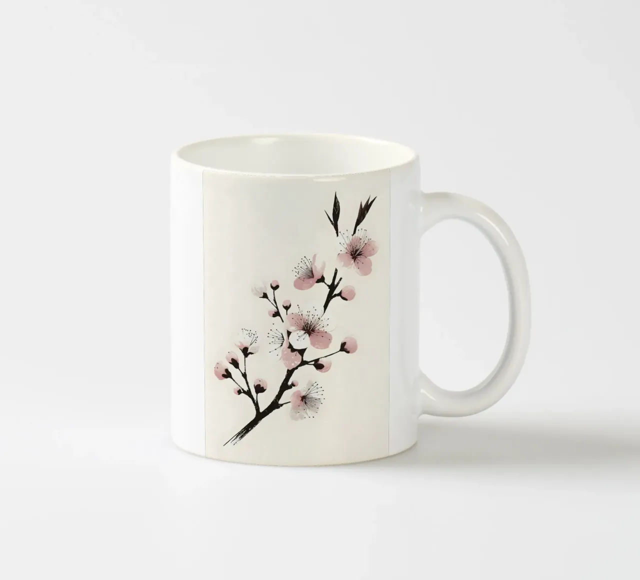 Pittura digitale minimalista di ramo di ciliegio in fiore tazza in ceramica da Bloom And Brush