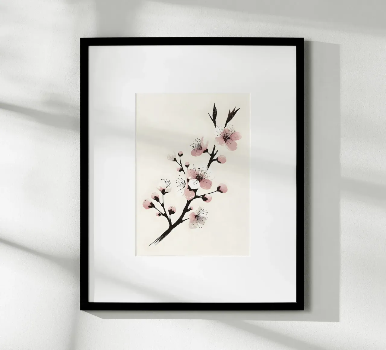 Pittura digitale minimalista di ramo di ciliegio in fiore carta hahnemühle da Bloom And Brush