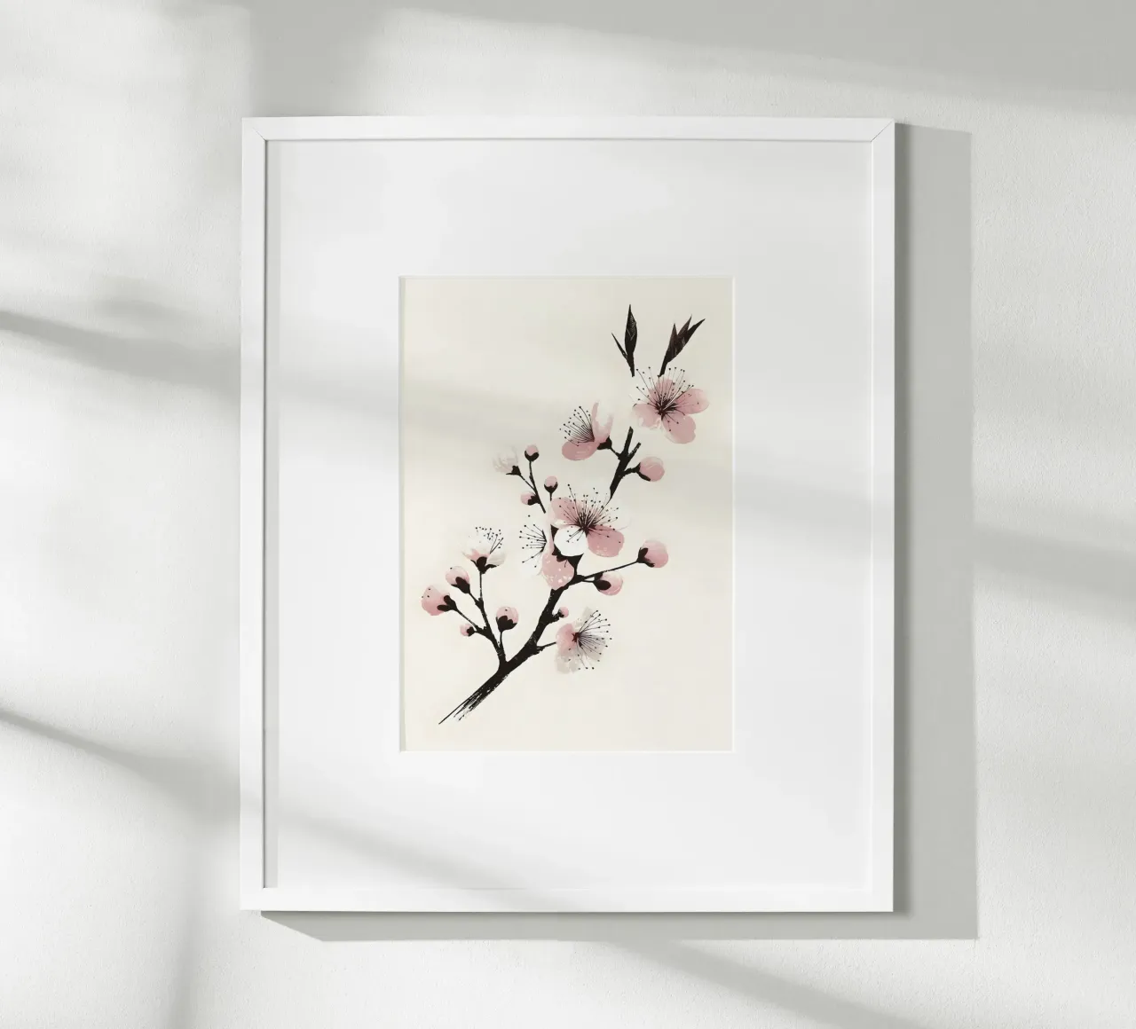 Pittura digitale minimalista di ramo di ciliegio in fiore carta hahnemühle da Bloom And Brush