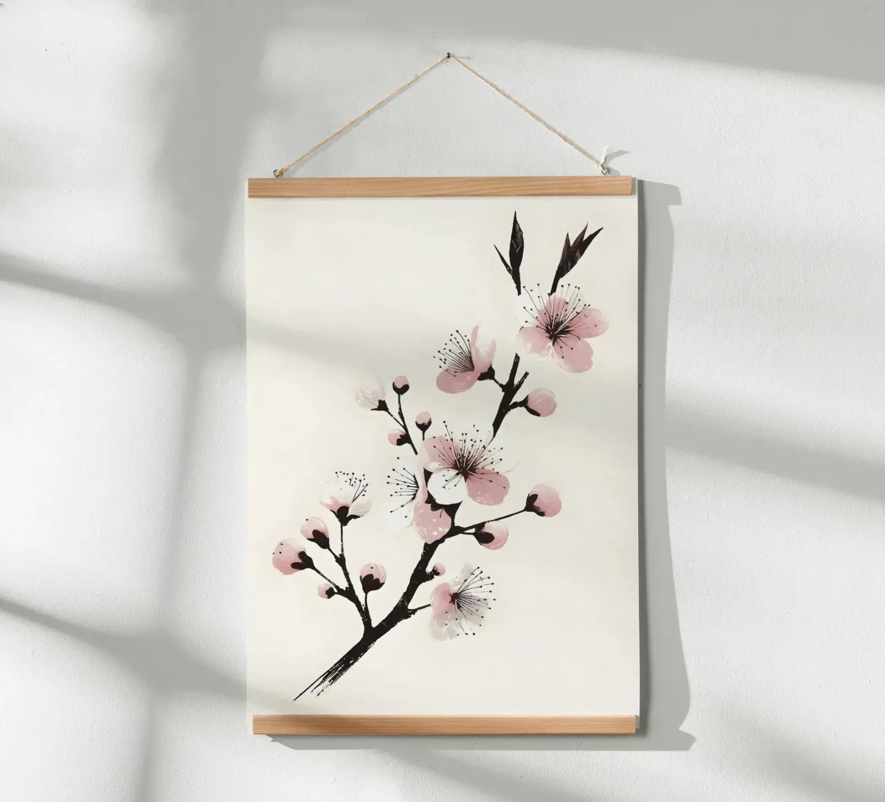 Pittura digitale minimalista di ramo di ciliegio in fiore carta hahnemühle da Bloom And Brush
