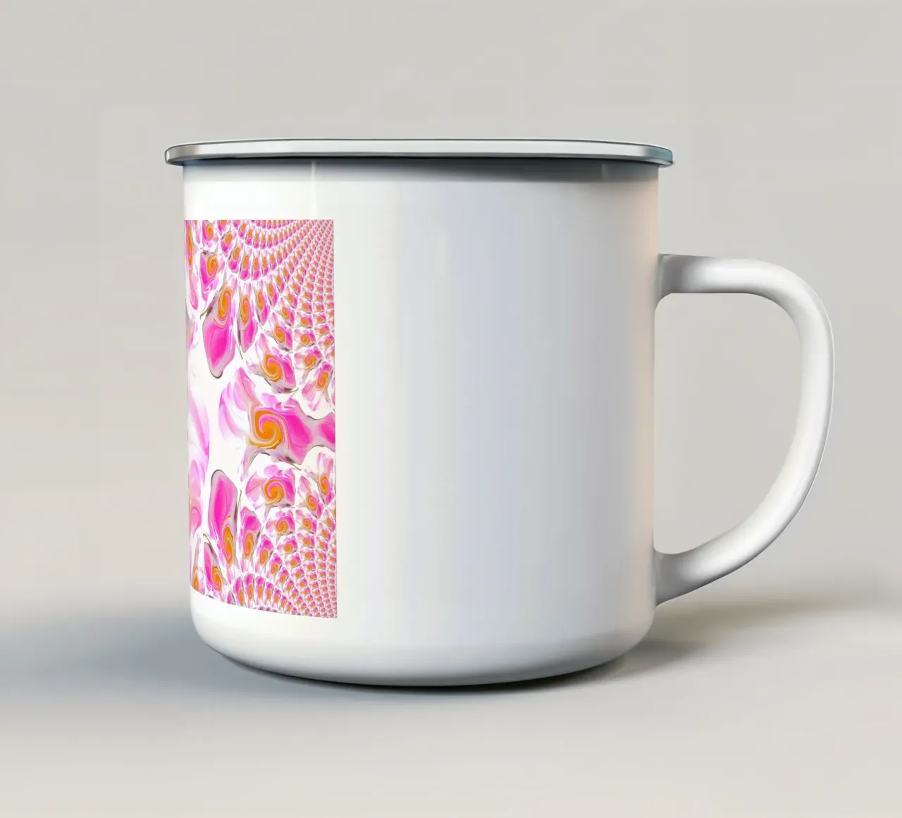 Abstraktes dynamisches Muster in pink, rosa, orange, weiß. Emaille Tasse von Something for you