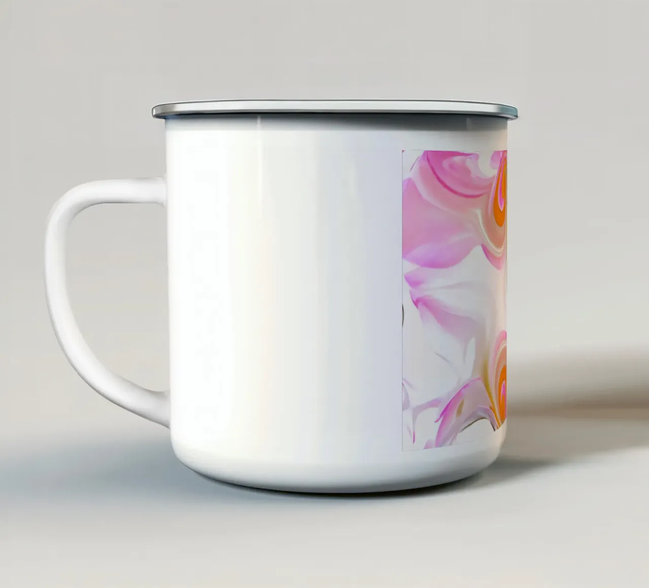 Abstraktes dynamisches Muster in pink, rosa, orange, weiß. Emaille Tasse von Something for you