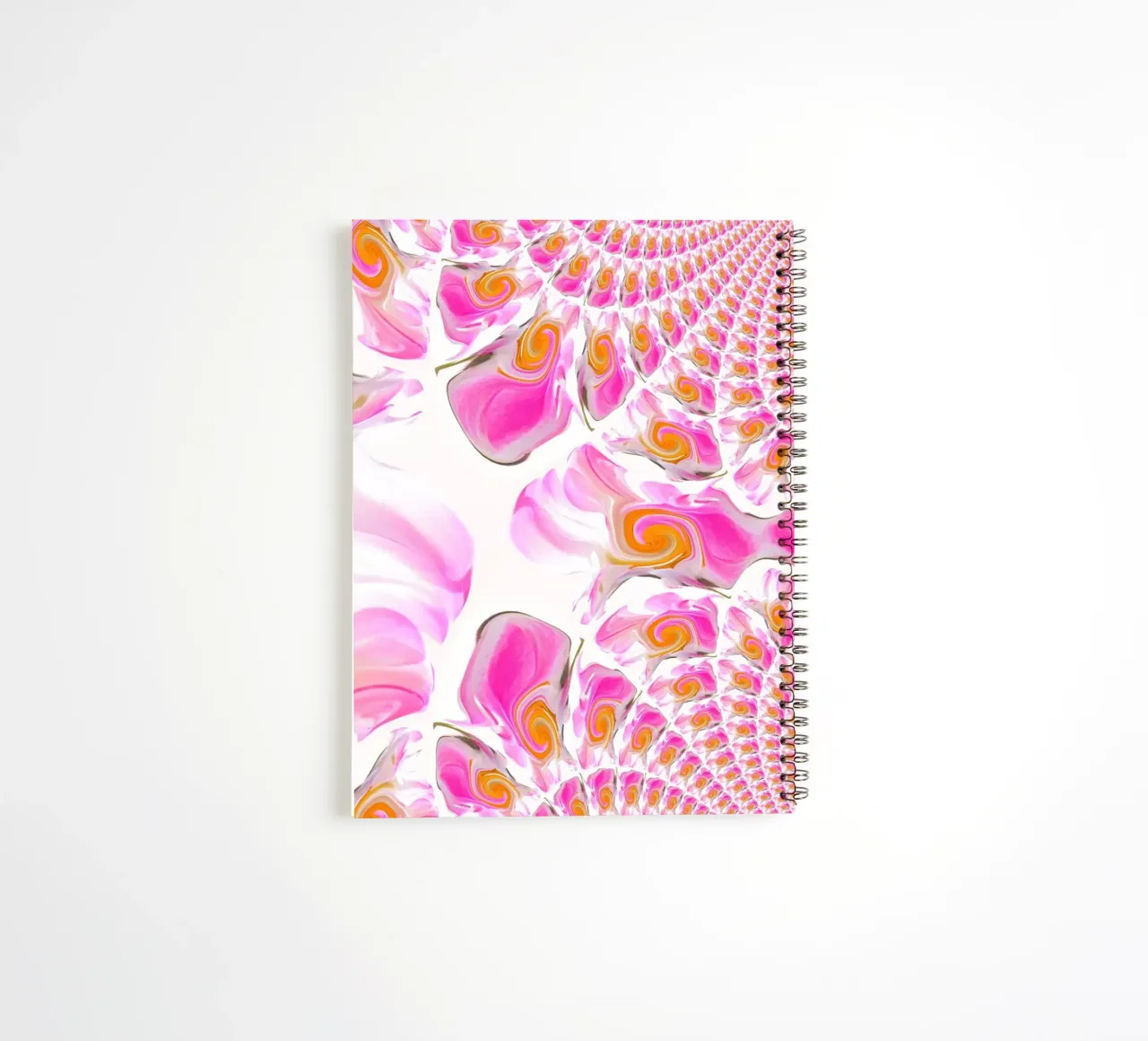 Abstract dynamic pattern in pink, pink, orange and white. spiral notebook by Something for you