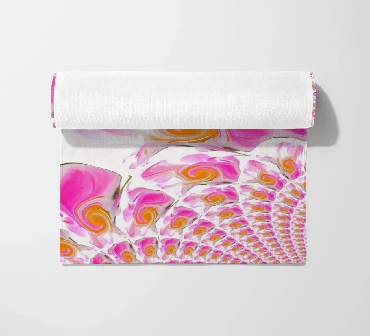 Abstract dynamic pattern in pink, pink, orange and white. beach towel by Something for you
