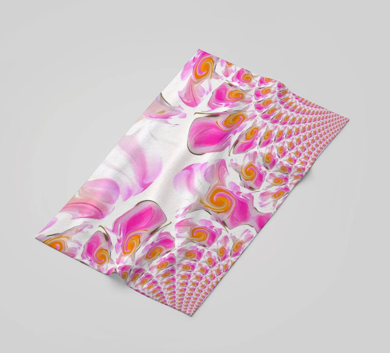 Abstract dynamic pattern in pink, pink, orange and white. beach towel by Something for you