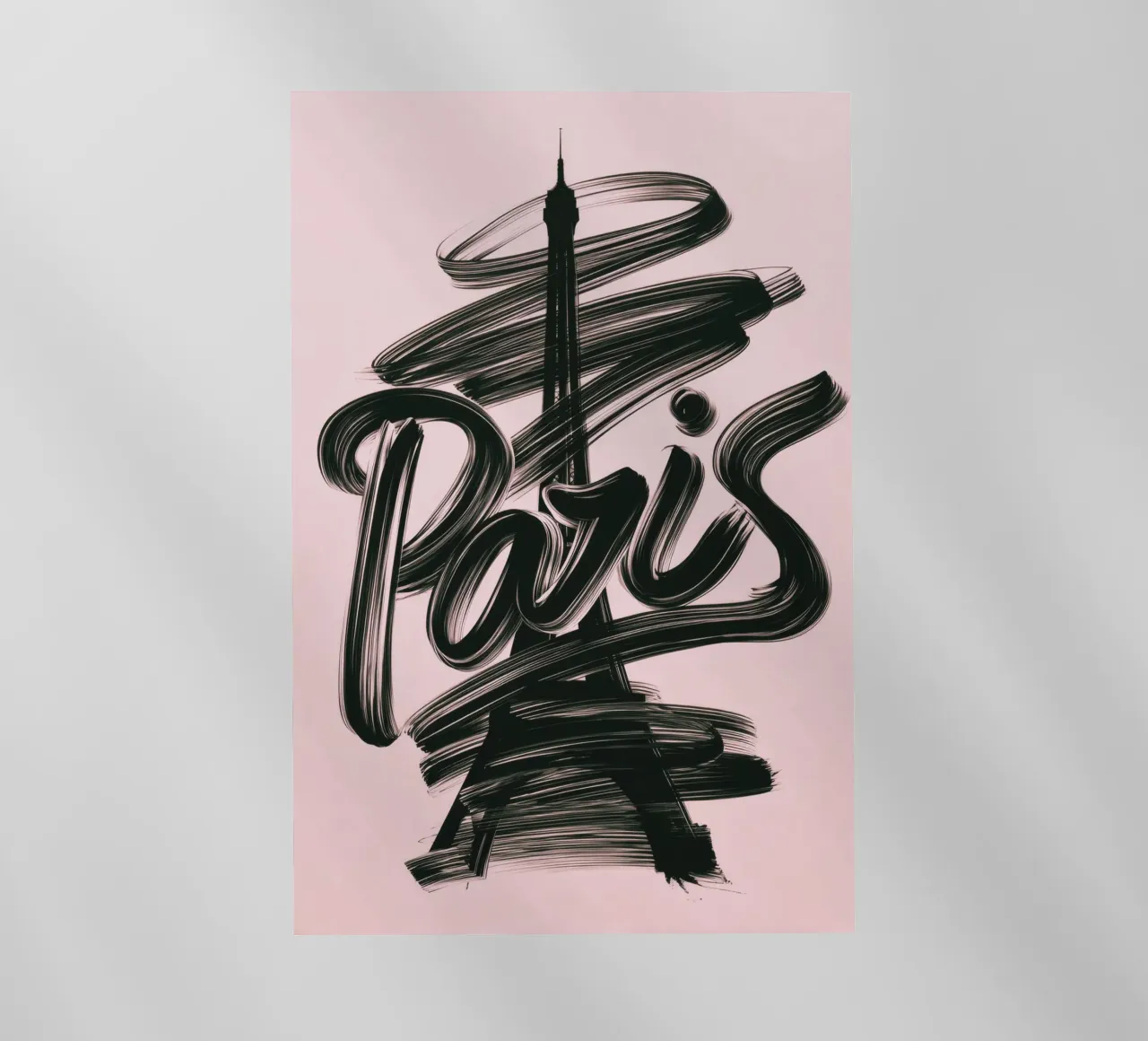 Parigi Torre Eiffel Rosa Poster calligrafico a pennello pellicola backlit da Une Affaire de Filles
