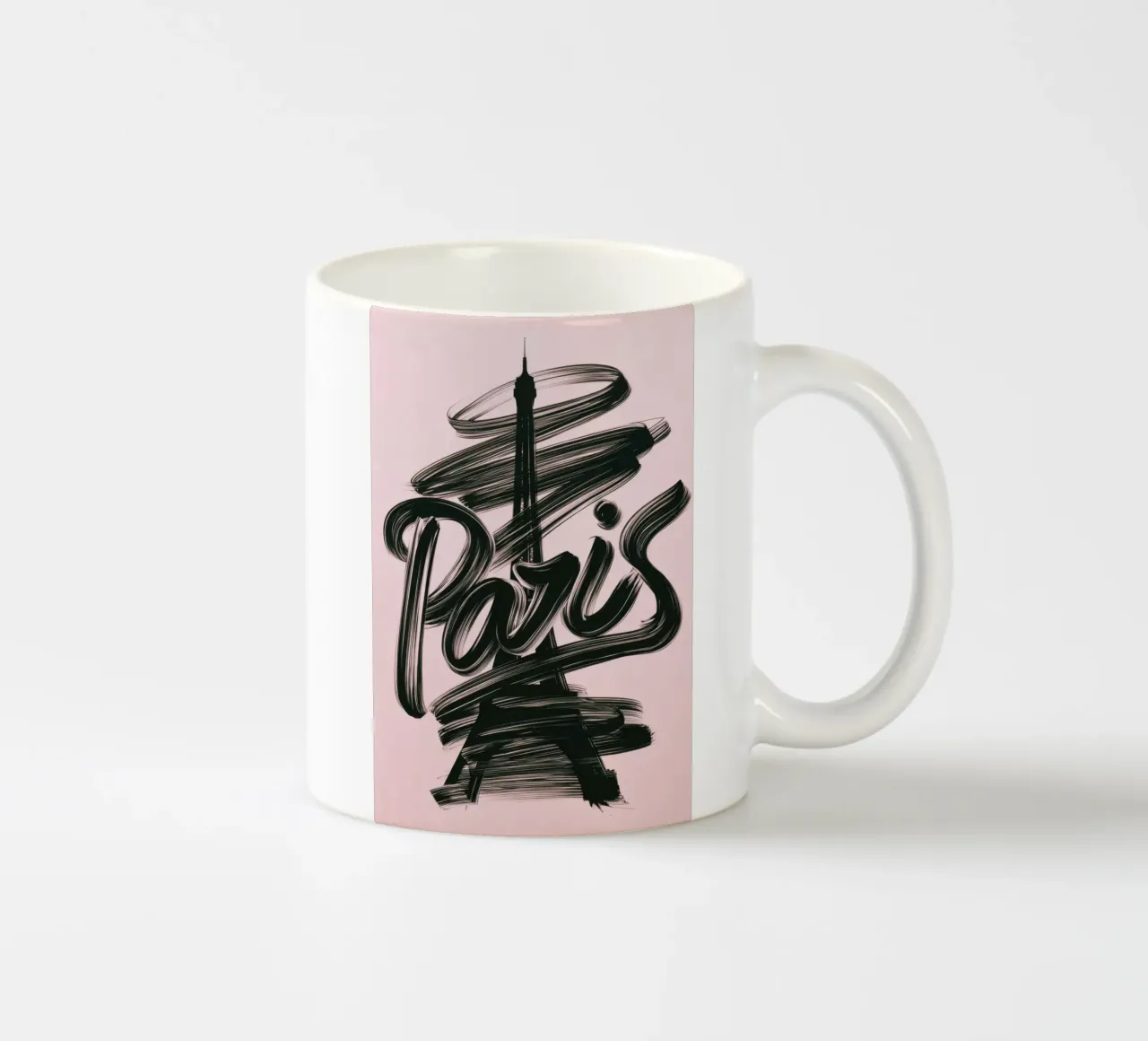 Parigi Torre Eiffel Rosa Poster calligrafico a pennello tazza in ceramica da Une Affaire de Filles