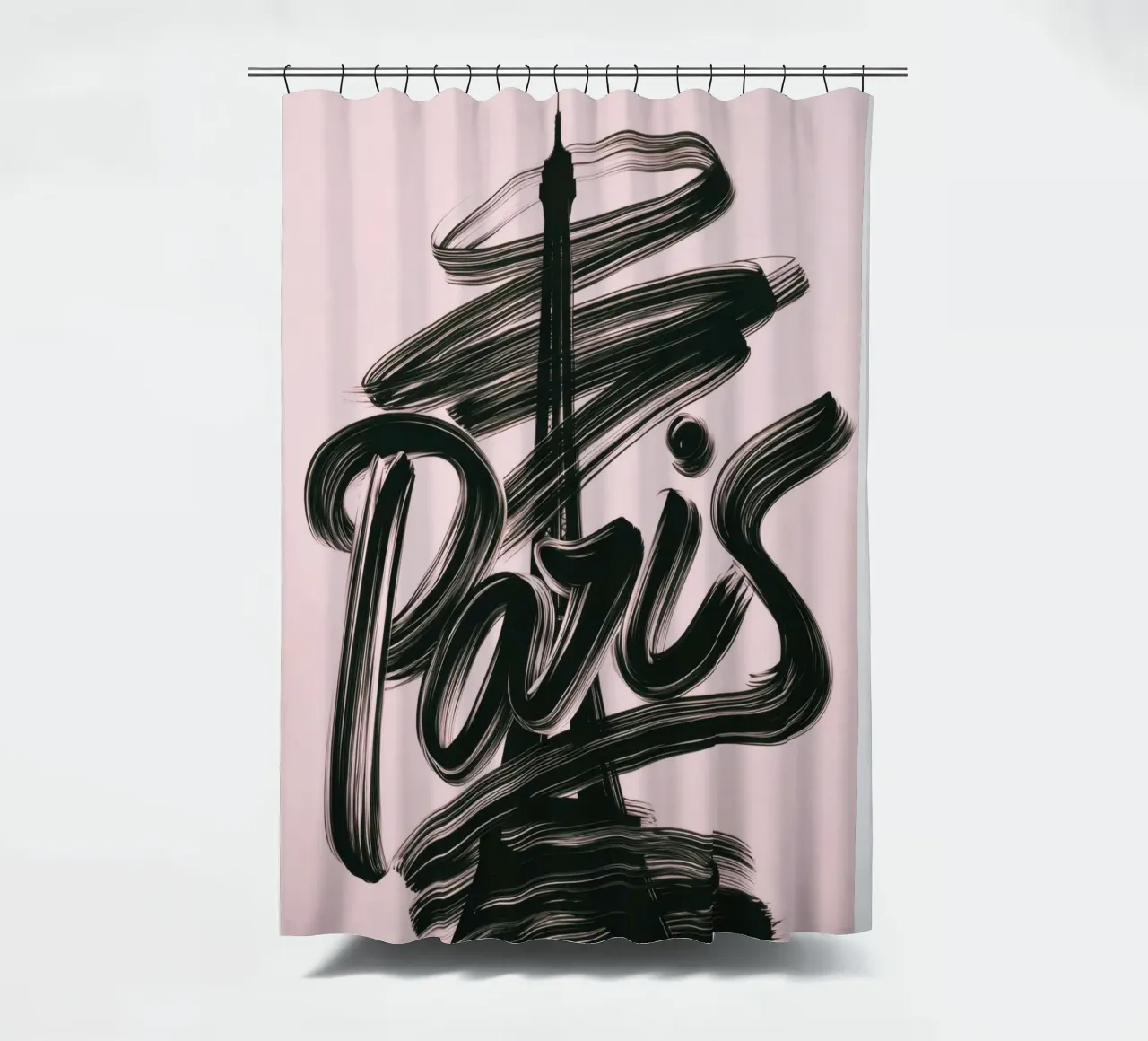 Parigi Torre Eiffel Rosa Poster calligrafico a pennello tenda da doccia da Une Affaire de Filles