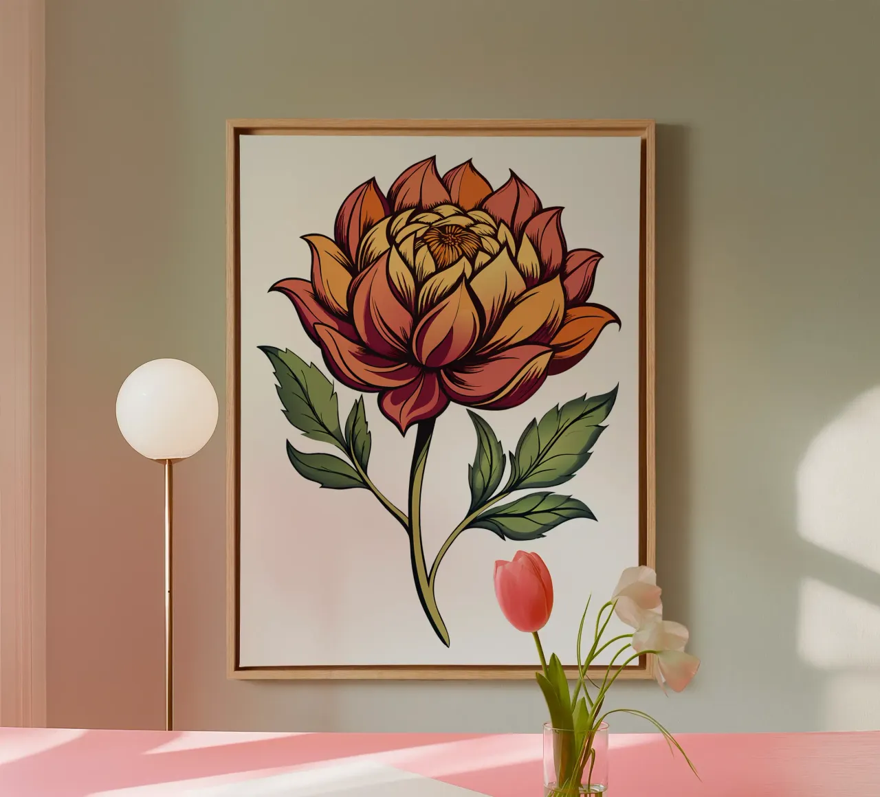 Levendige Dahlia Bloesem canvas met Baklijst van Artistic-shop