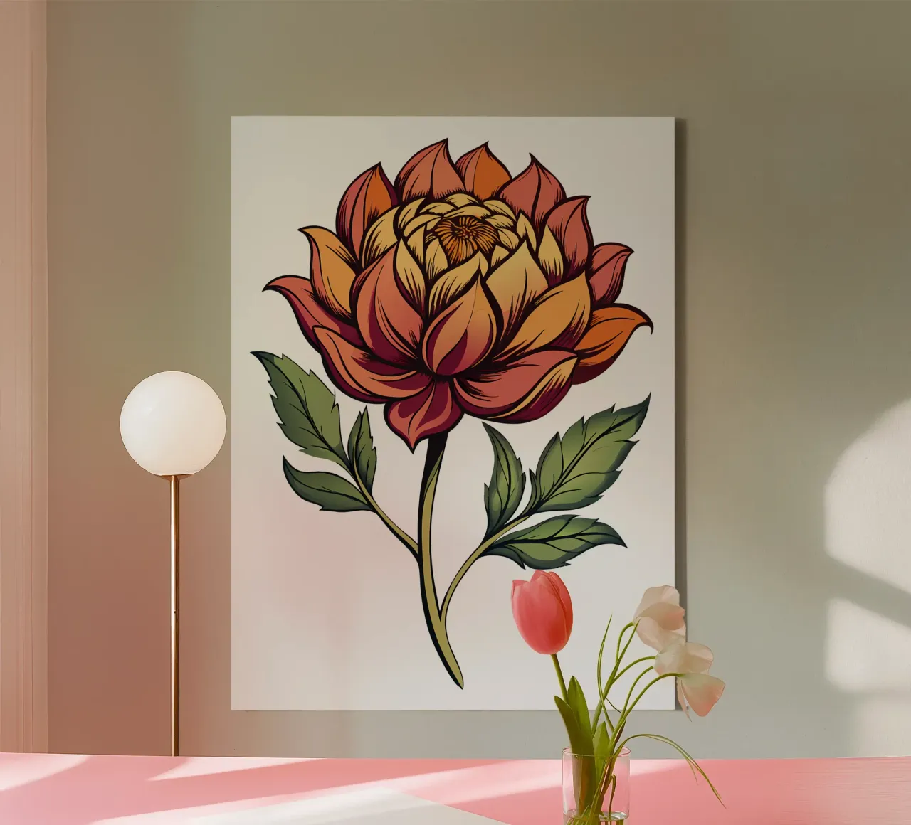 Levendige Dahlia Bloesem canvas met Baklijst van Artistic-shop