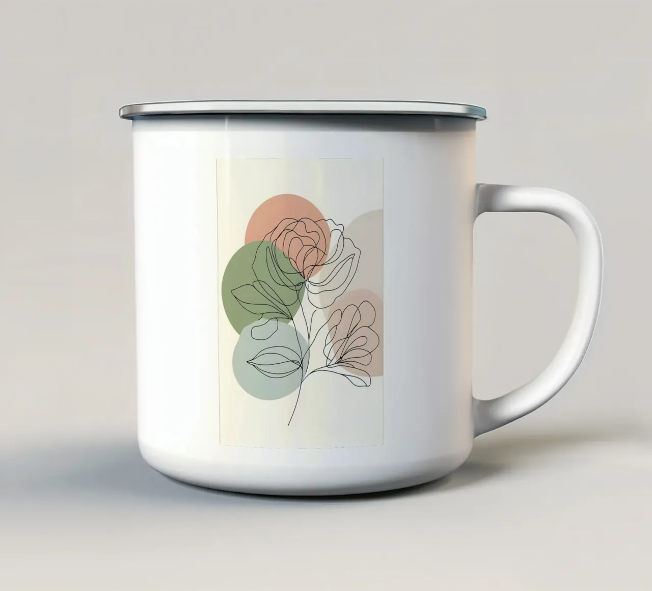 Illustrazione di linea d'arte minimalista di fiori di rosa tazza in smalto da Bloom And Brush