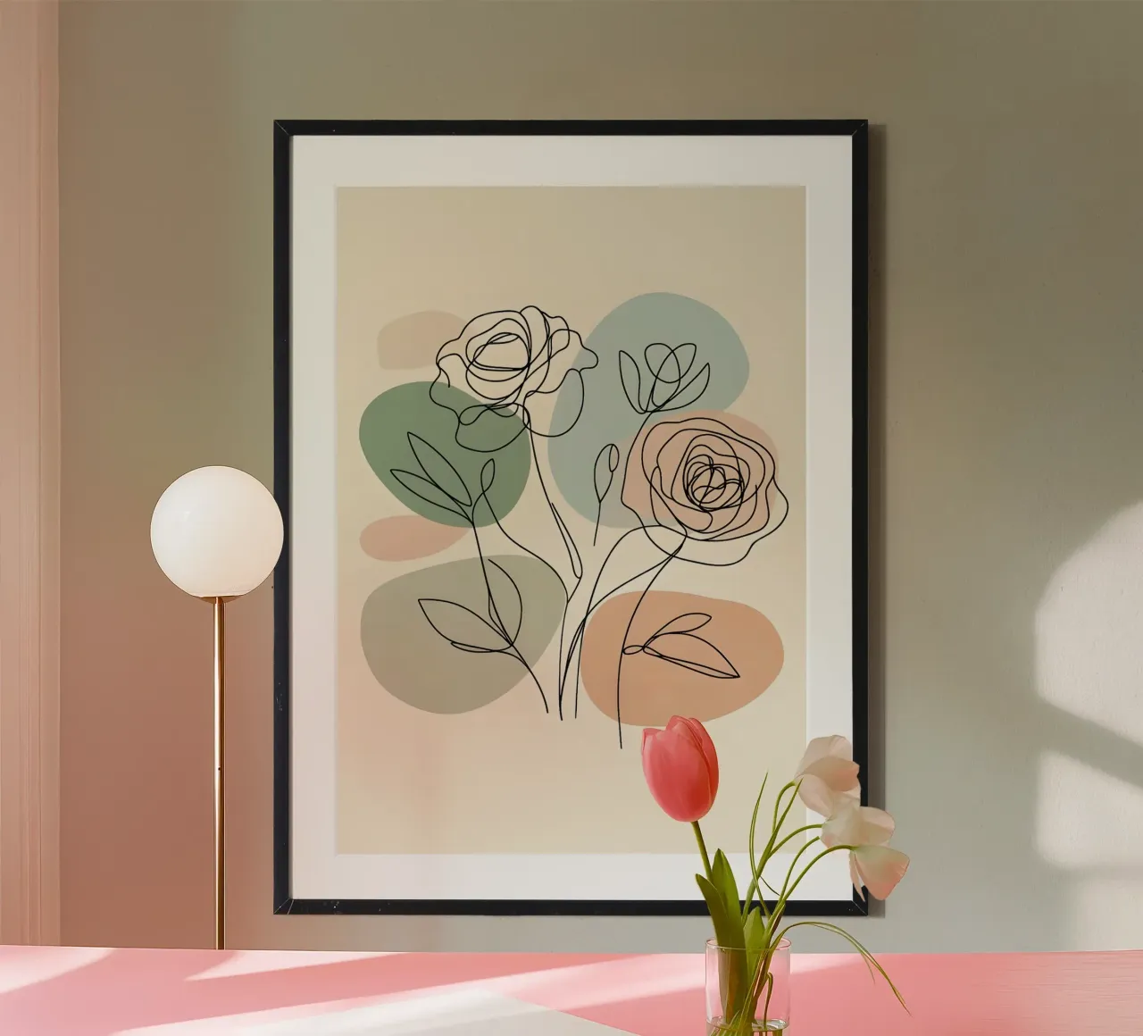 Line art minimalista di un fiore di rosa carta hahnemühle da Bloom And Brush