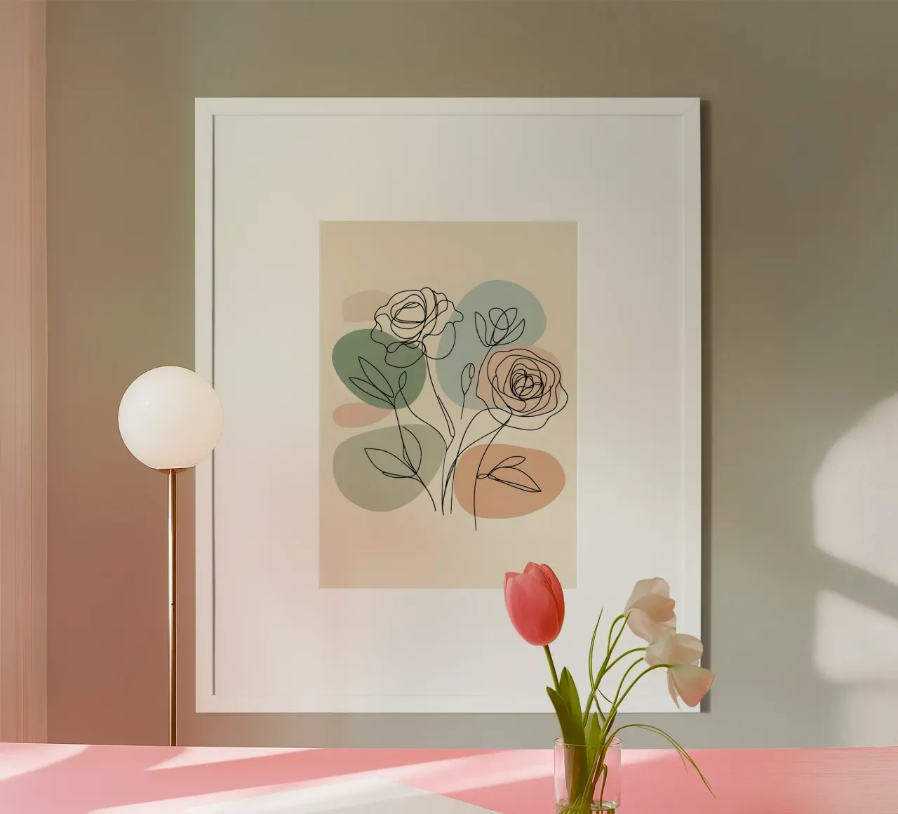 Line art minimalista di un fiore di rosa carta hahnemühle da Bloom And Brush