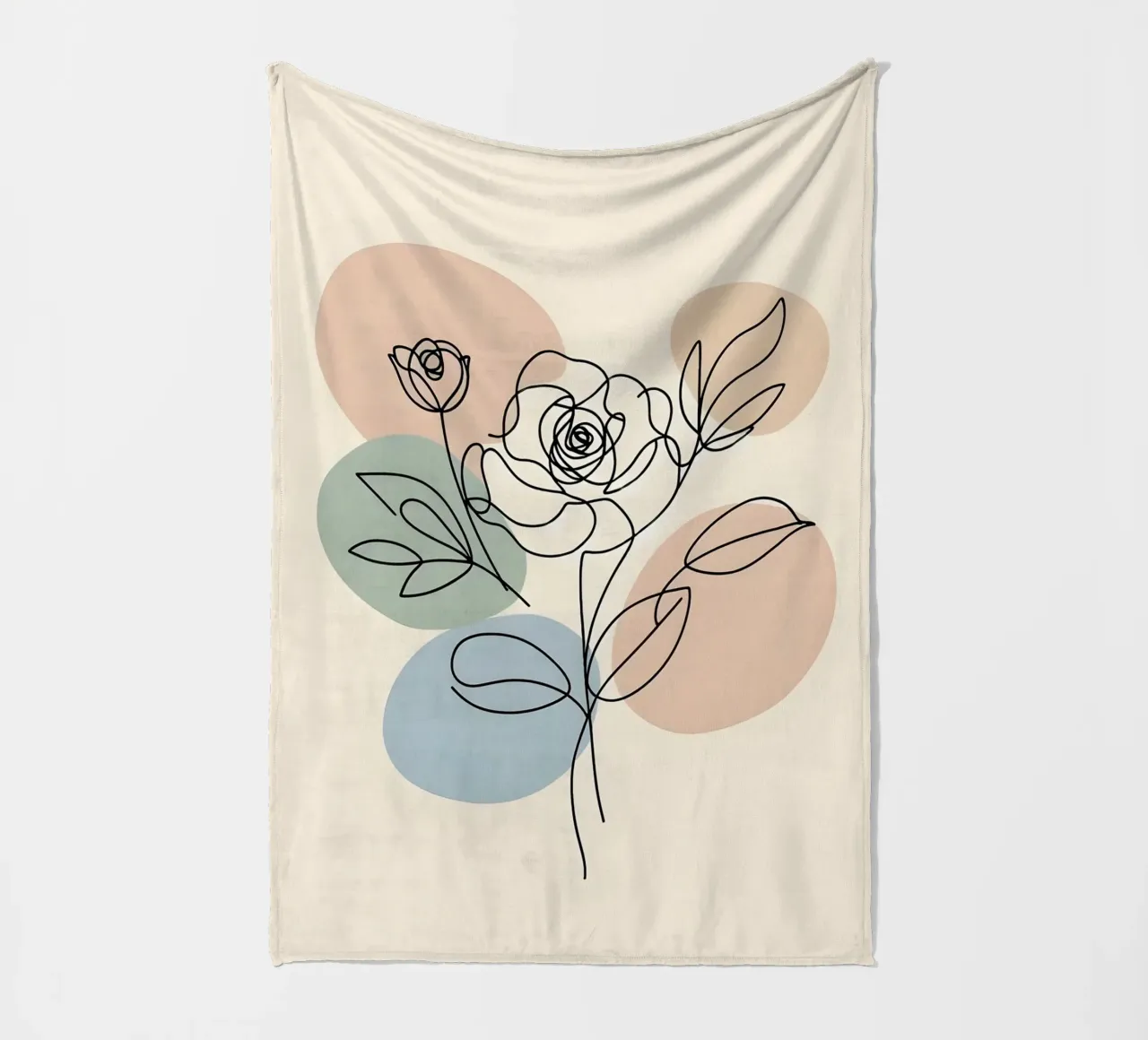 Line art minimalista di un fiore di rosa coperta in pile da Bloom And Brush