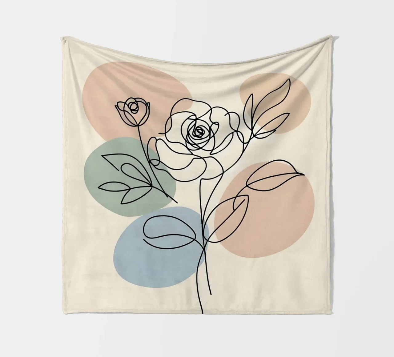 Line art minimalista di un fiore di rosa coperta in pile da Bloom And Brush