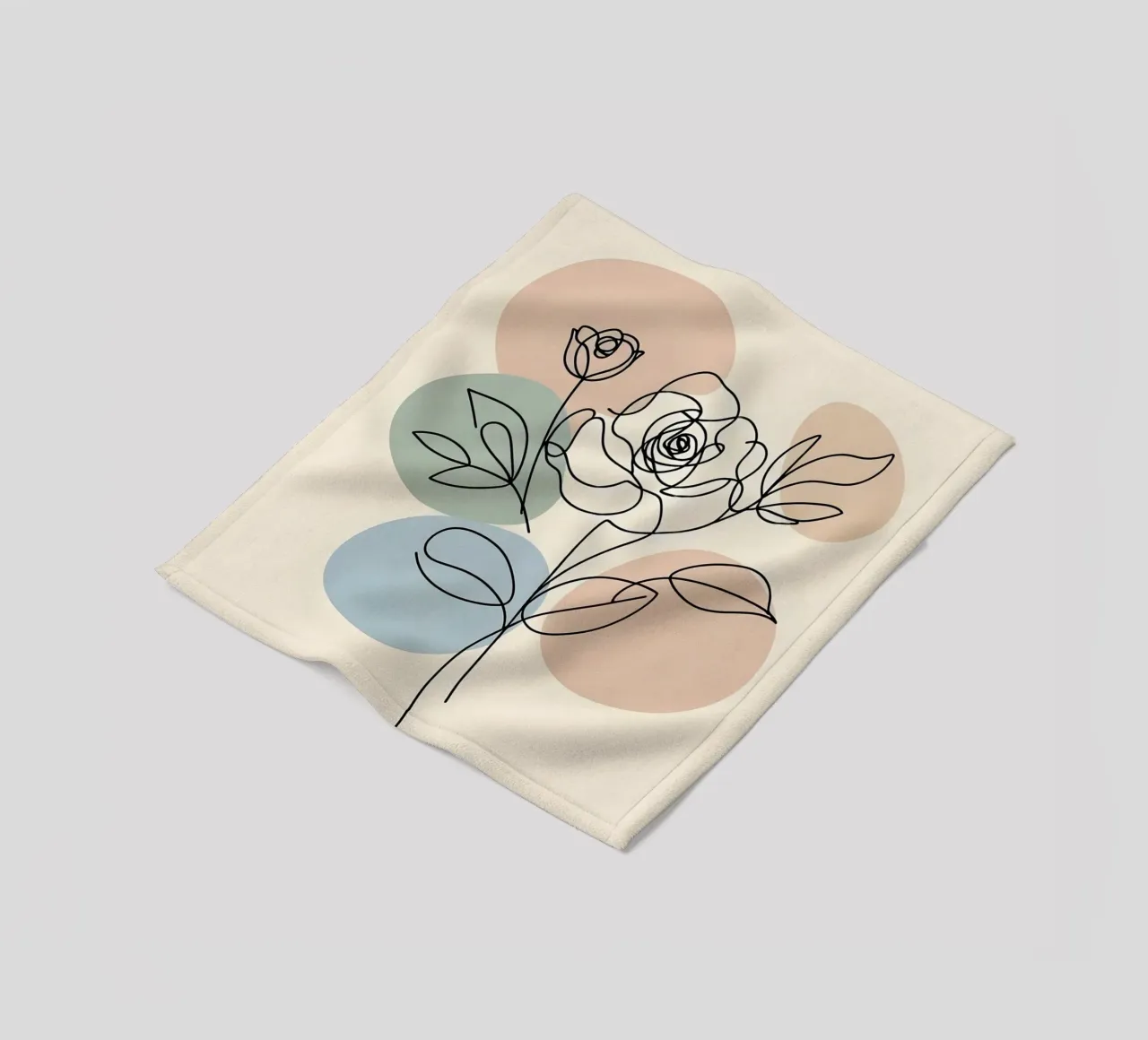 Line art minimalista di un fiore di rosa coperta in pile da Bloom And Brush