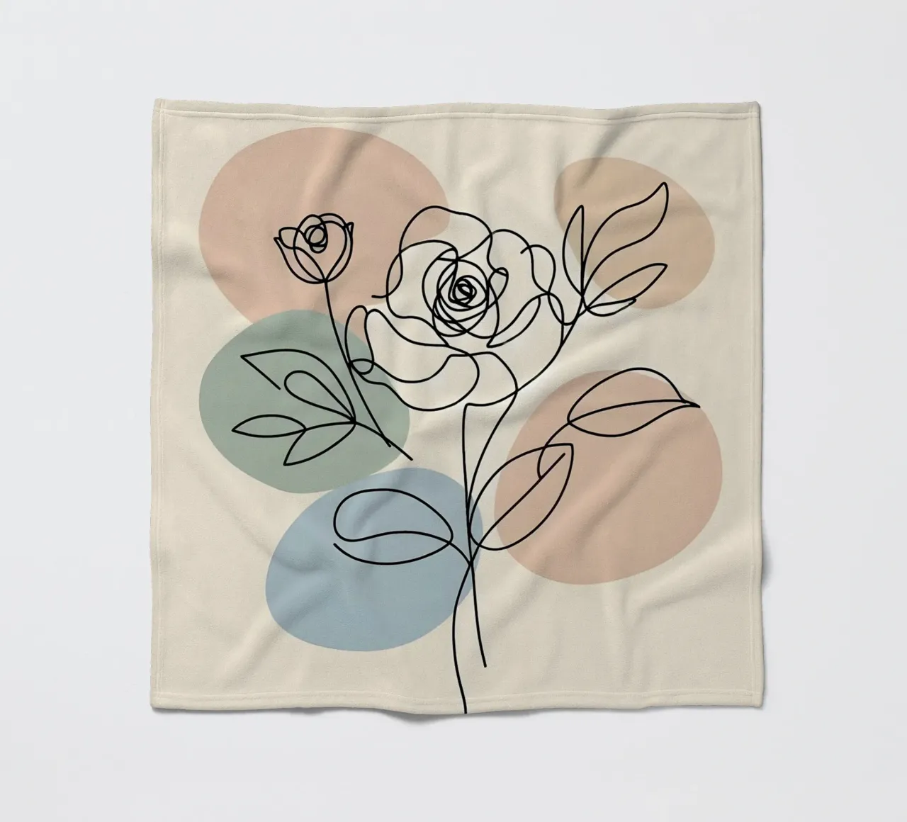 Line art minimalista di un fiore di rosa coperta in pile da Bloom And Brush