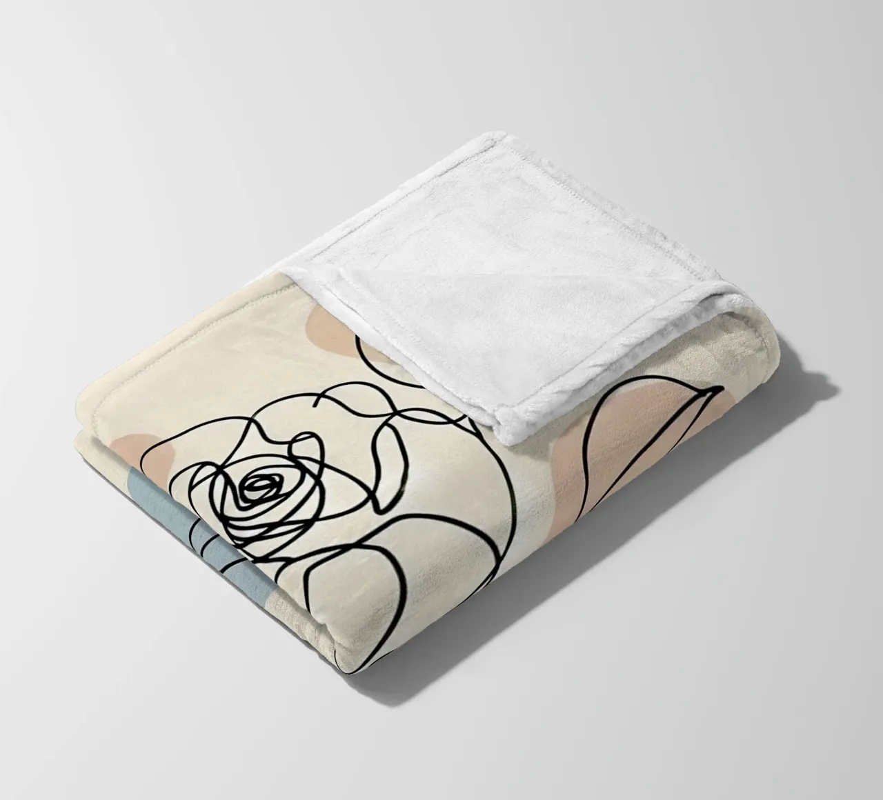 Line art minimalista di un fiore di rosa coperta in pile da Bloom And Brush