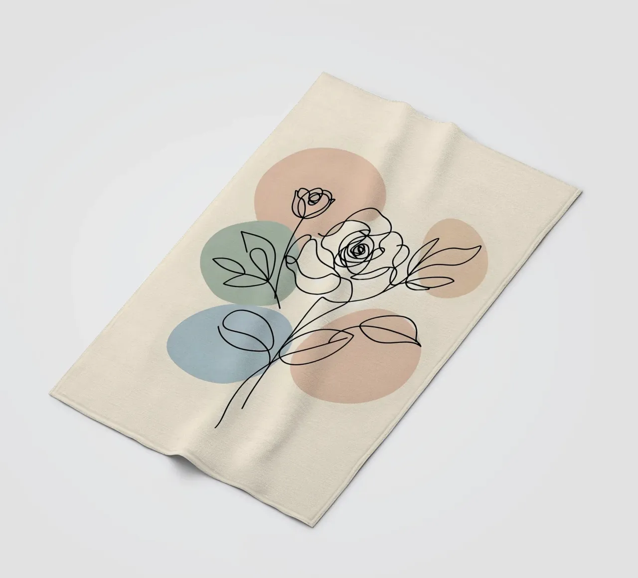 Line art minimalista di un fiore di rosa coperta in pile da Bloom And Brush