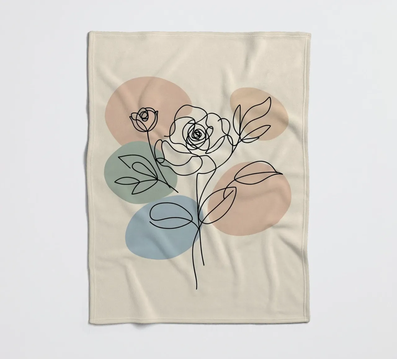 Line art minimalista di un fiore di rosa coperta in pile da Bloom And Brush