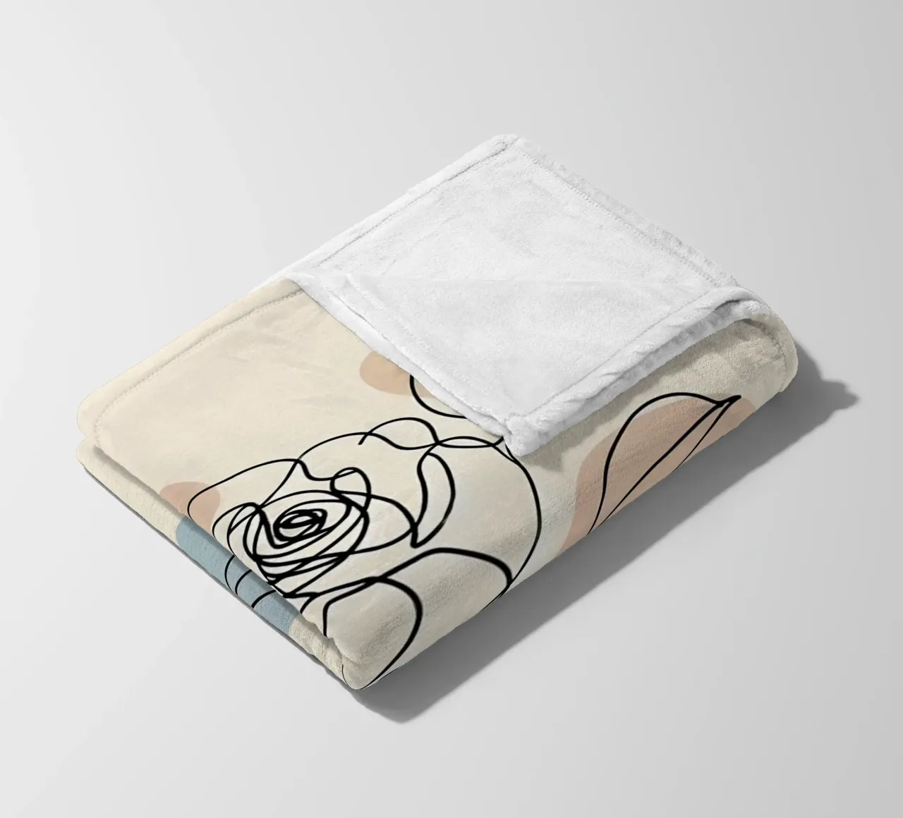 Line art minimalista di un fiore di rosa coperta in pile da Bloom And Brush