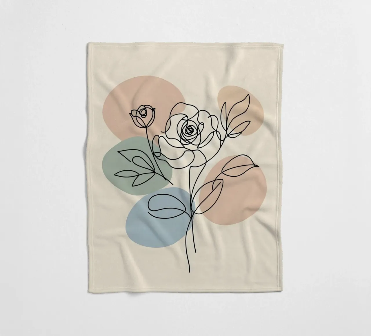 Line art minimalista di un fiore di rosa coperta in pile da Bloom And Brush