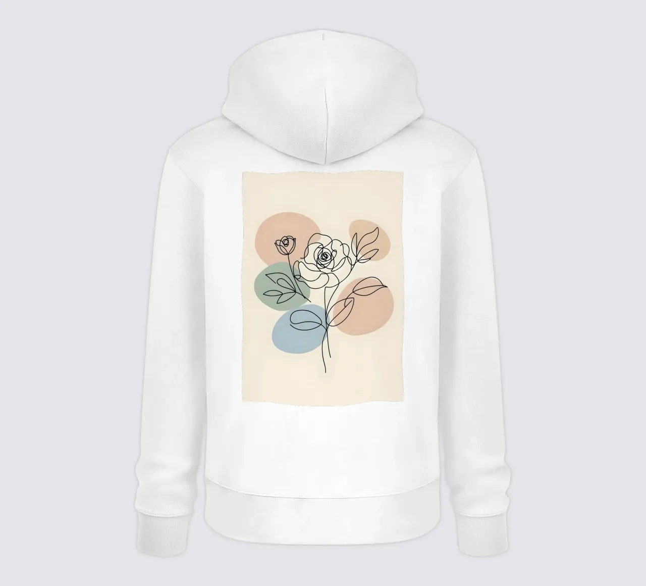 Line art minimalista di un fiore di rosa felpa con cappuccio da Bloom And Brush