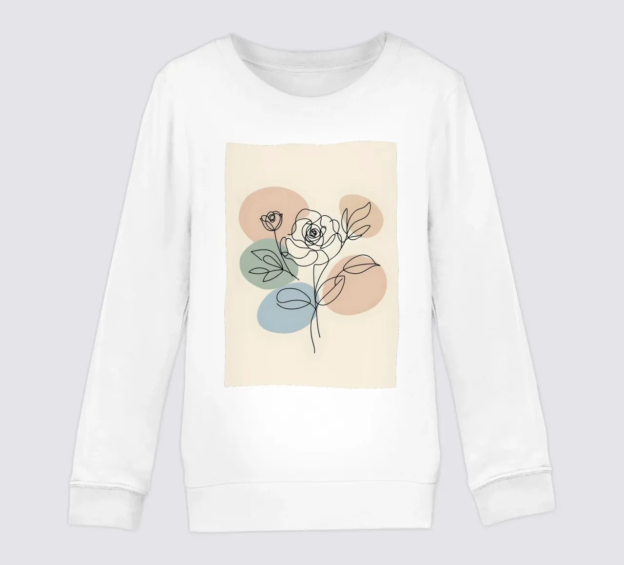 Line art minimalista di un fiore di rosa felpa bambino da Bloom And Brush