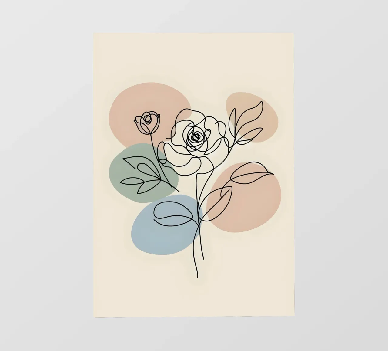 Line art minimalista di un fiore di rosa telo in pvc da Bloom And Brush