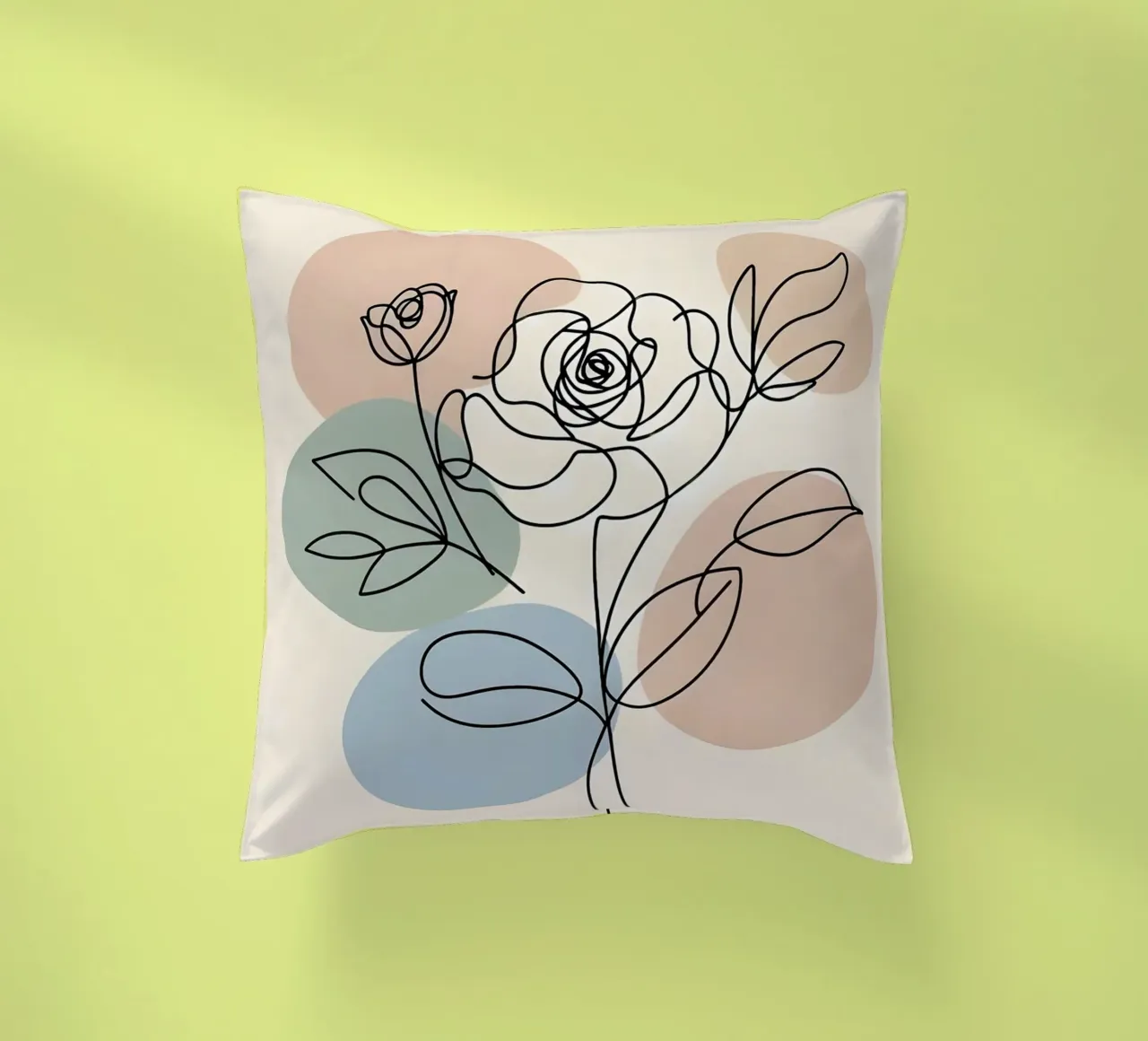 Line art minimalista di un fiore di rosa cuscino da Bloom And Brush