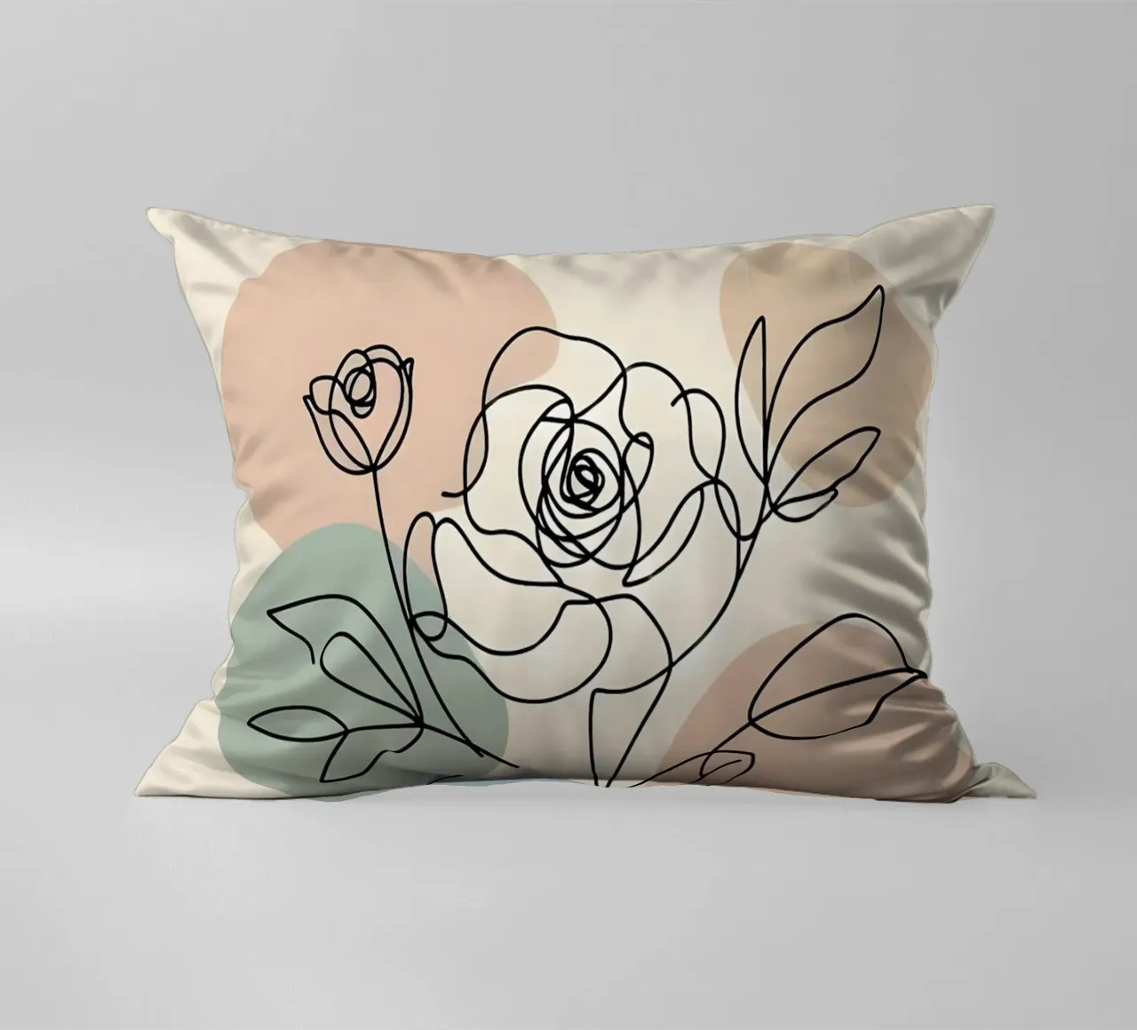 Line art minimalista di un fiore di rosa cuscino da Bloom And Brush