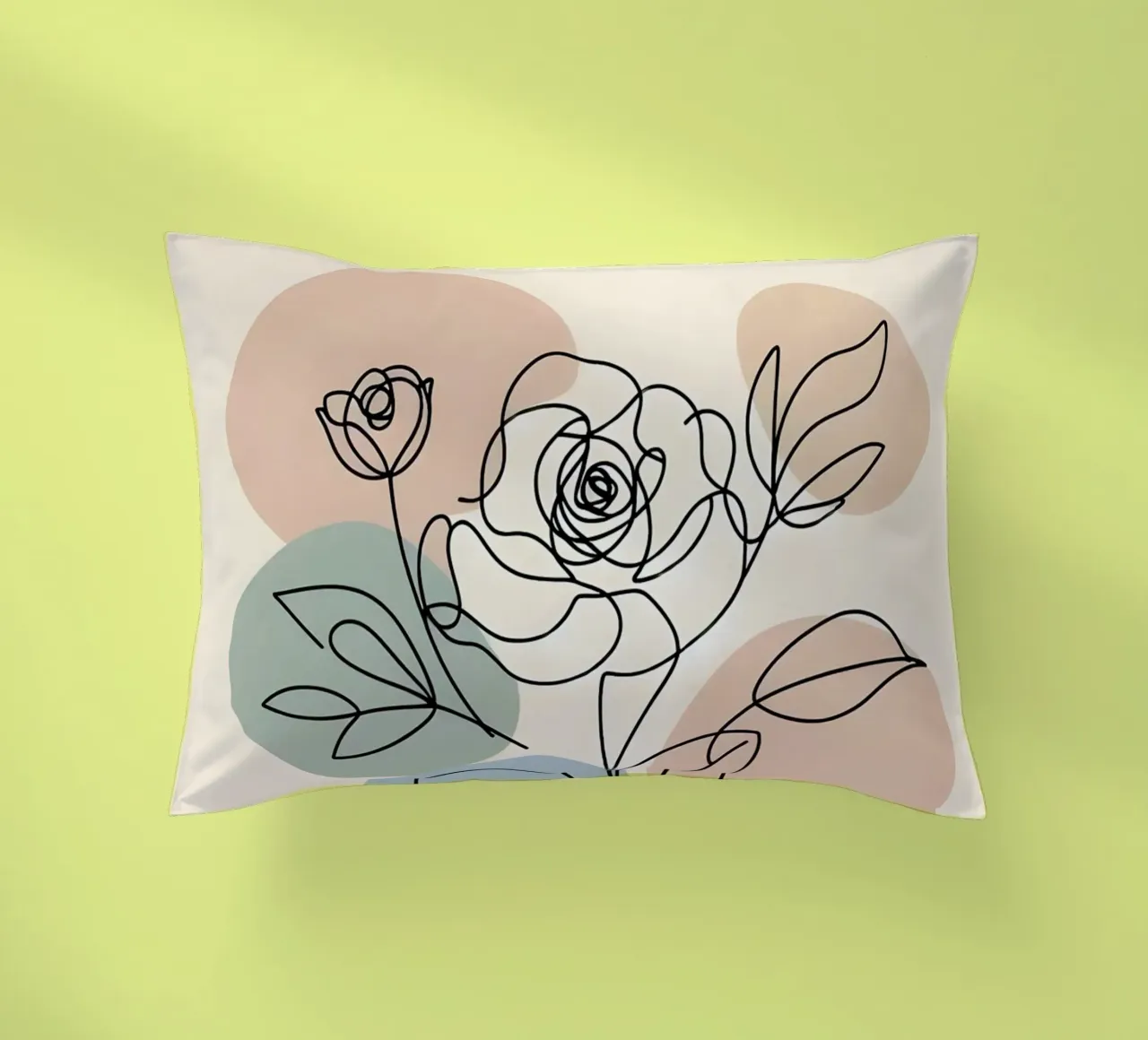 Line art minimalista di un fiore di rosa cuscino da Bloom And Brush