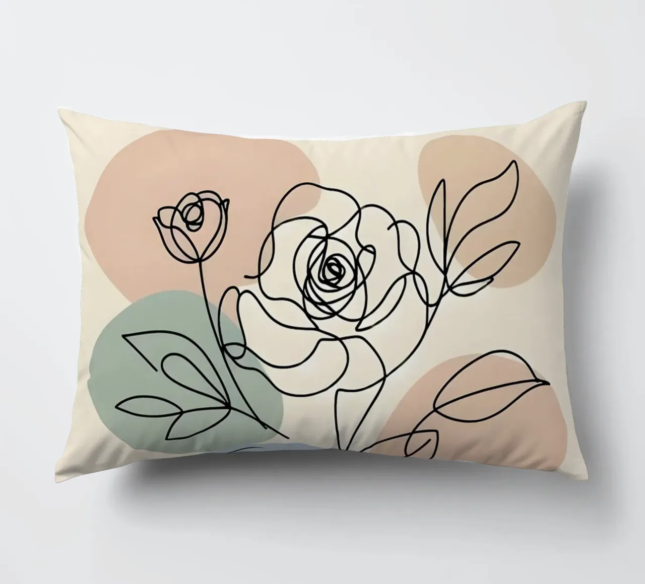 Line art minimalista di un fiore di rosa cuscino da Bloom And Brush