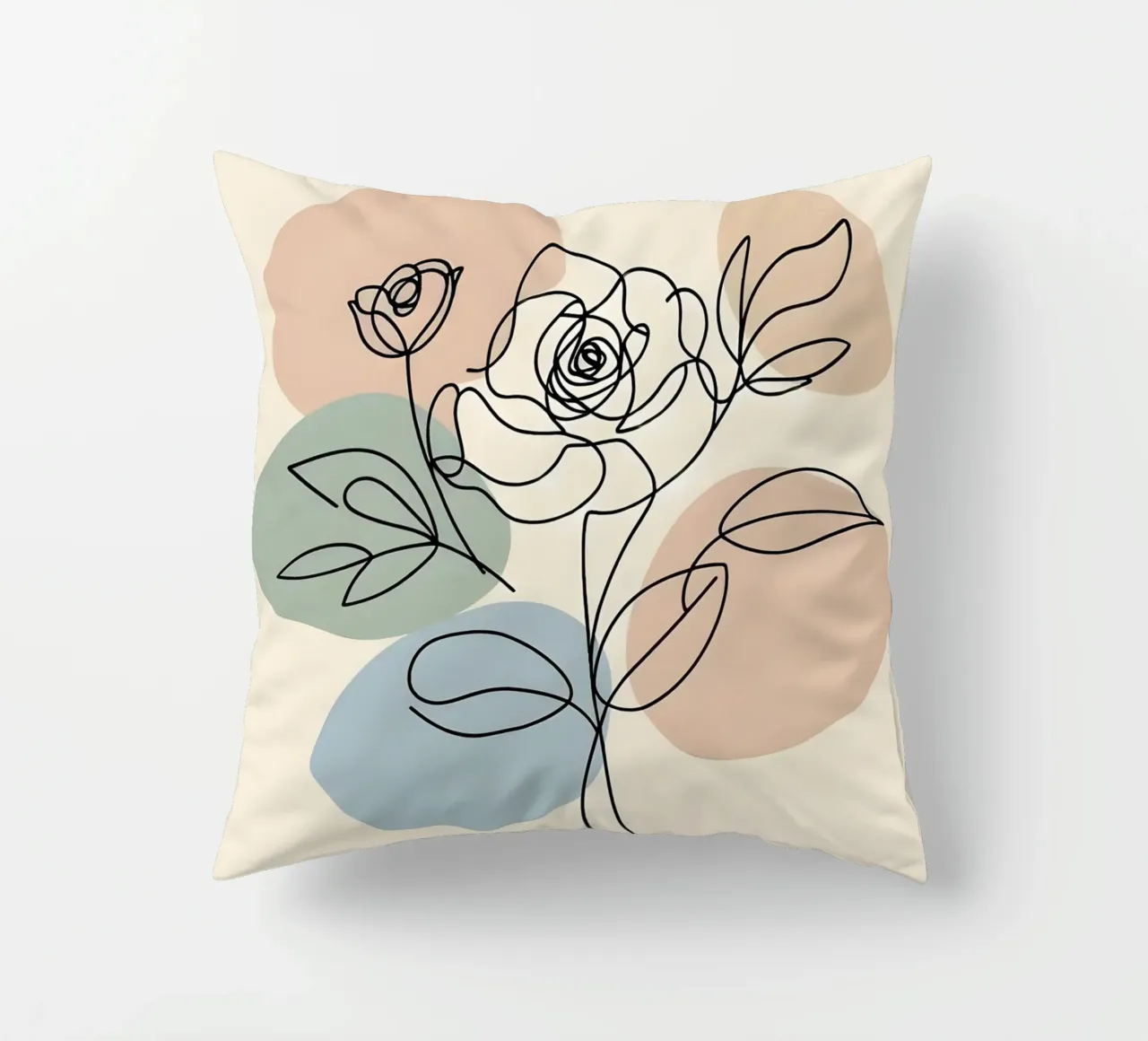 Line art minimalista di un fiore di rosa cuscino da Bloom And Brush