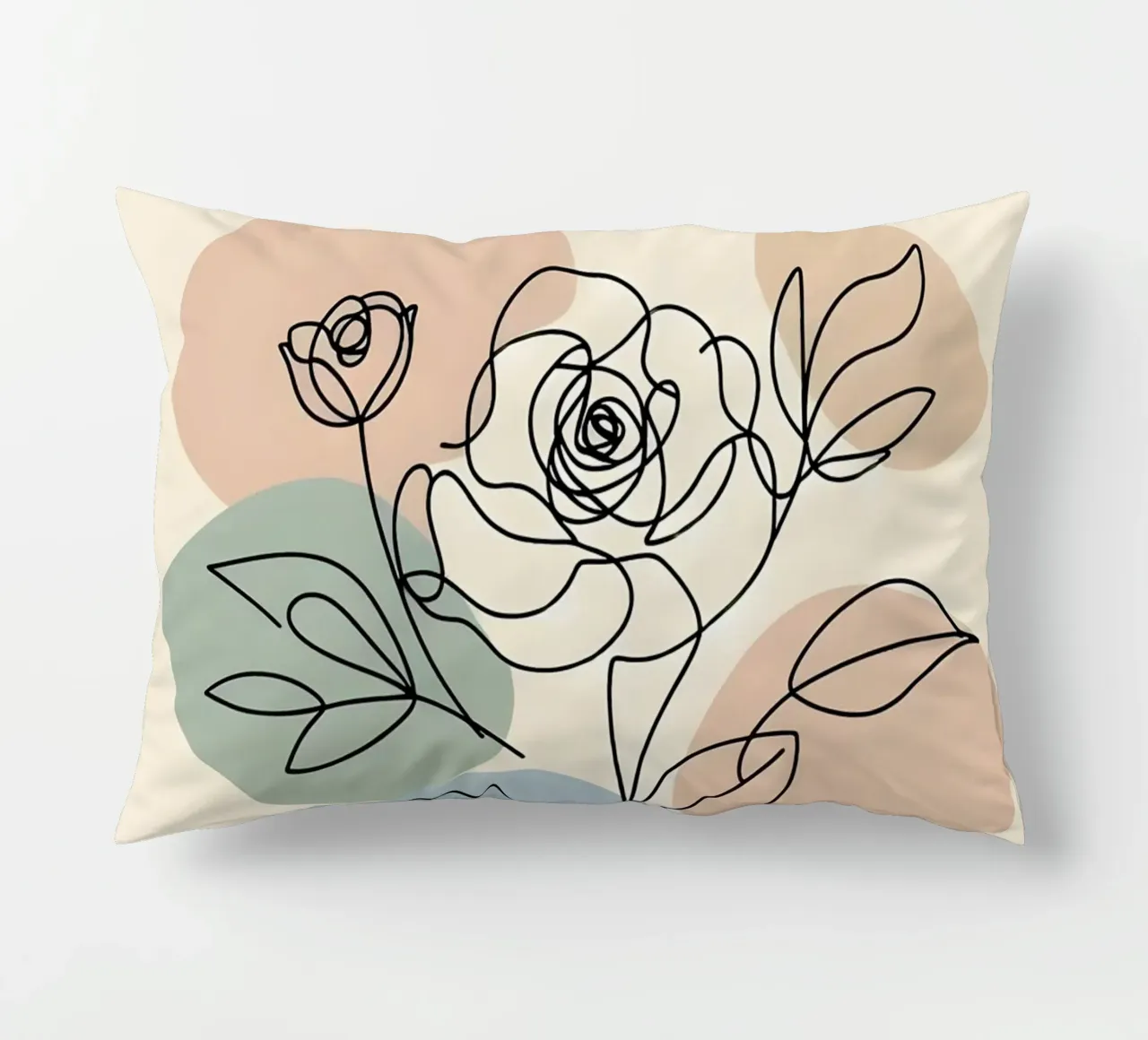 Line art minimalista di un fiore di rosa cuscino da Bloom And Brush