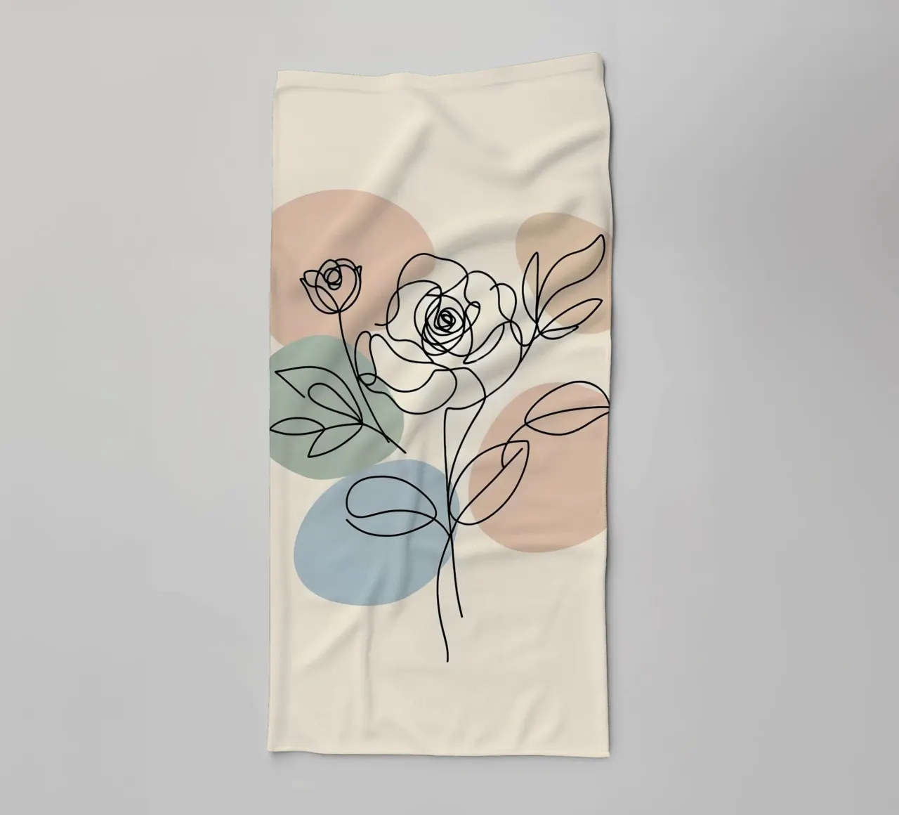 Line art minimalista di un fiore di rosa asciugamano da bagno da Bloom And Brush