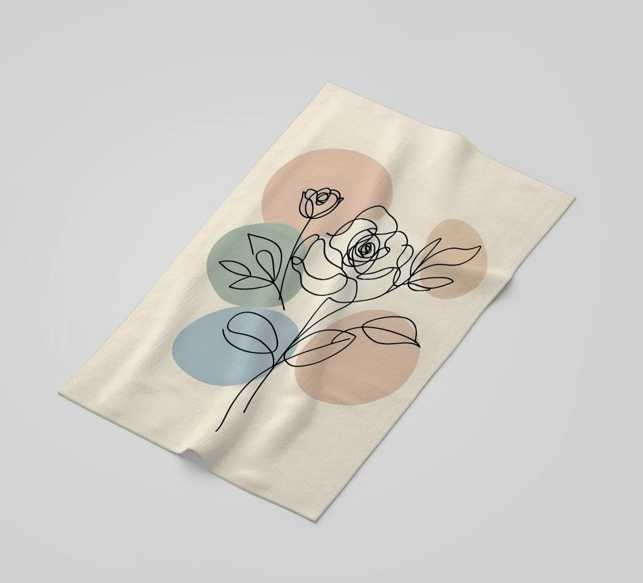 Line art minimalista di un fiore di rosa telo mare da Bloom And Brush