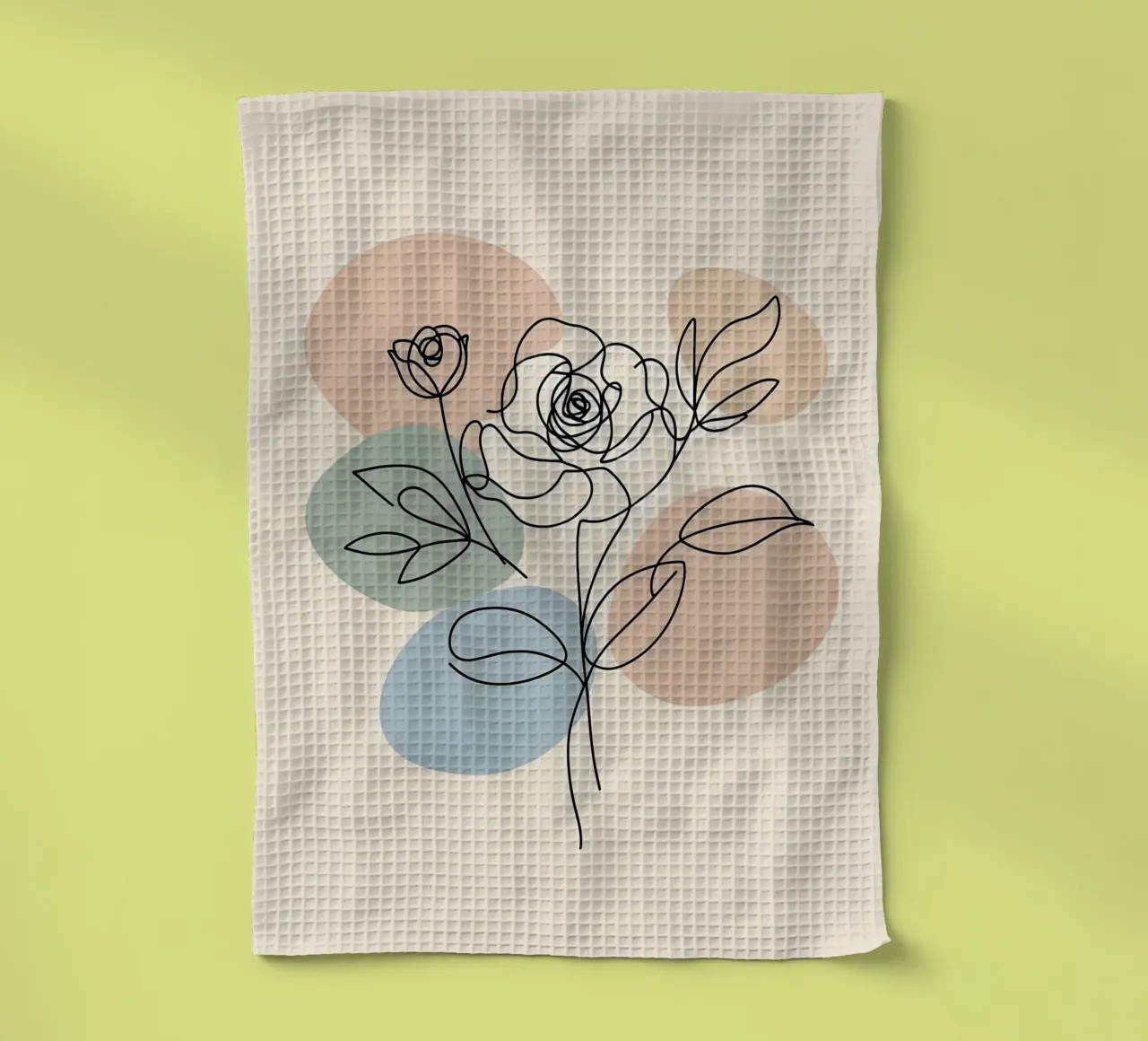 Line art minimalista di un fiore di rosa canovaccio da cucina da Bloom And Brush