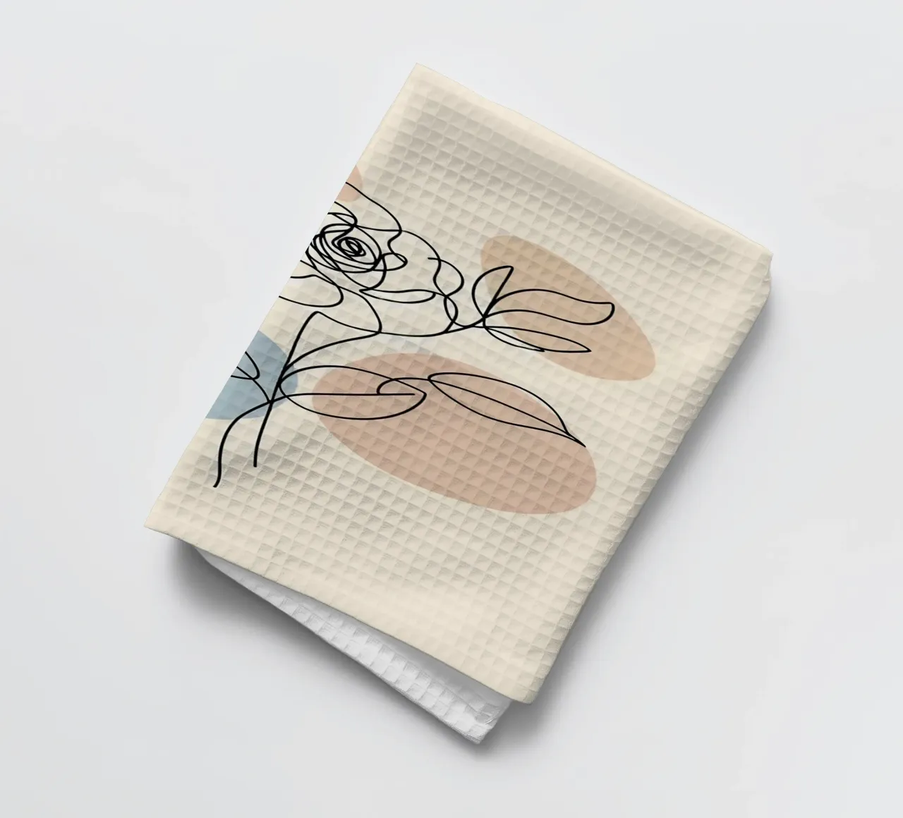 Line art minimalista di un fiore di rosa canovaccio da cucina da Bloom And Brush