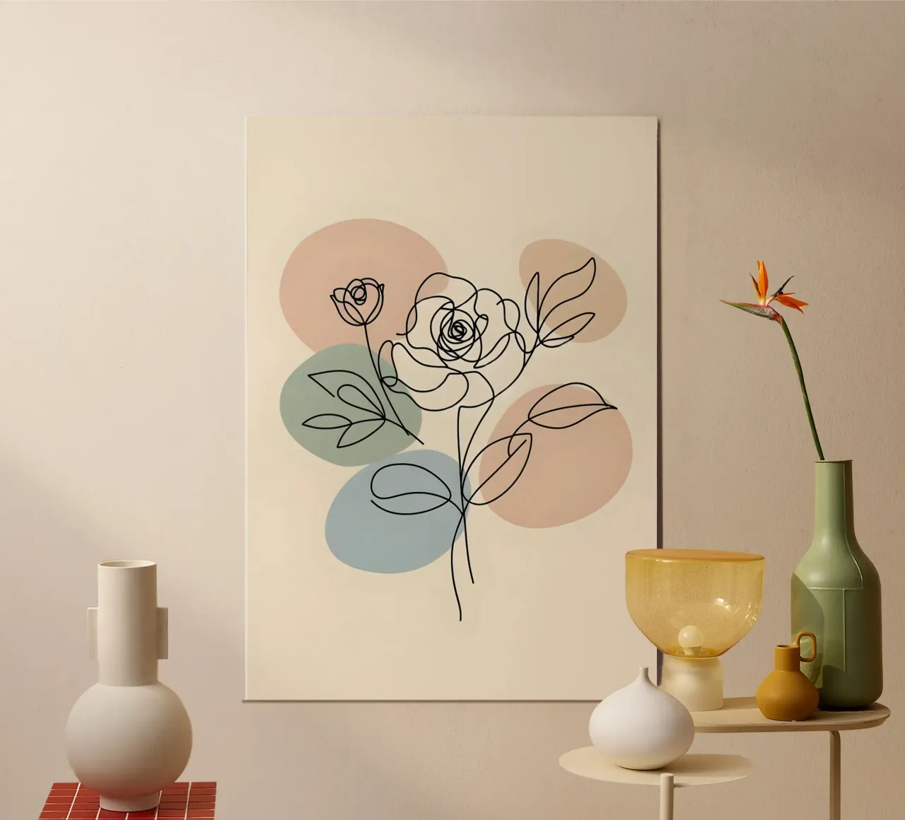 Line art minimalista di un fiore di rosa carta hahnemühle da Bloom And Brush
