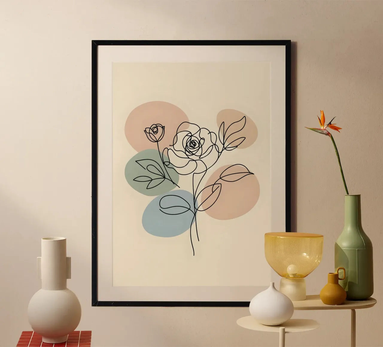 Line art minimalista di un fiore di rosa carta hahnemühle da Bloom And Brush