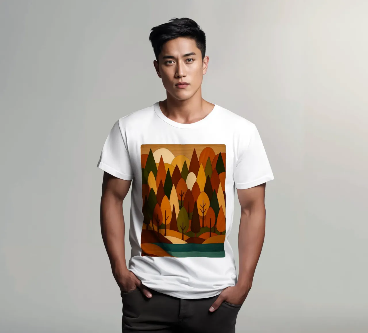 Foresta minimalista in autunno t-shirt da ARTOMATIC