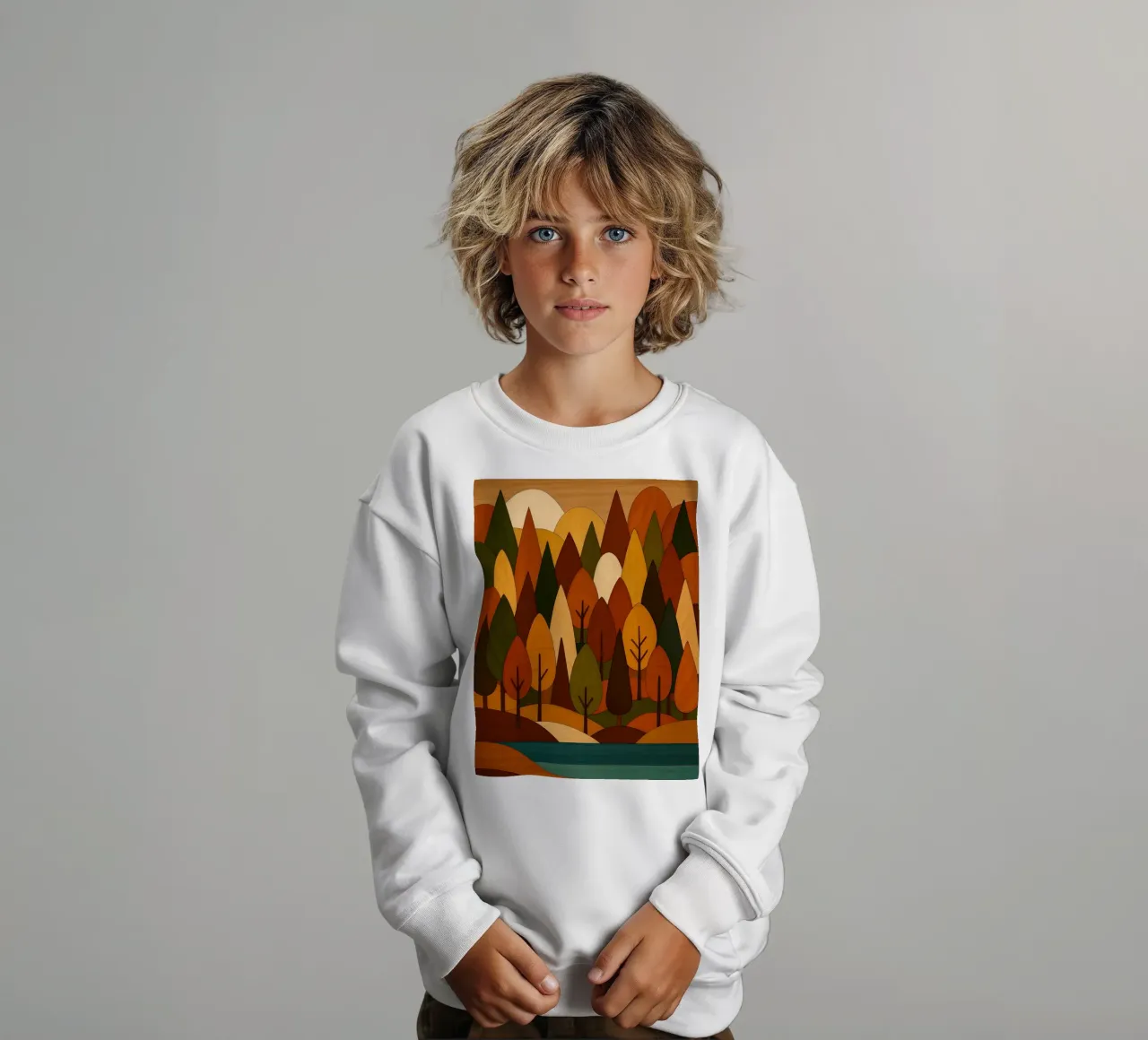 Foresta minimalista in autunno felpa bambino da ARTOMATIC
