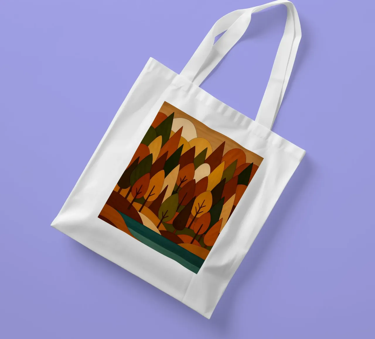 Foresta minimalista in autunno borsa in juta da ARTOMATIC