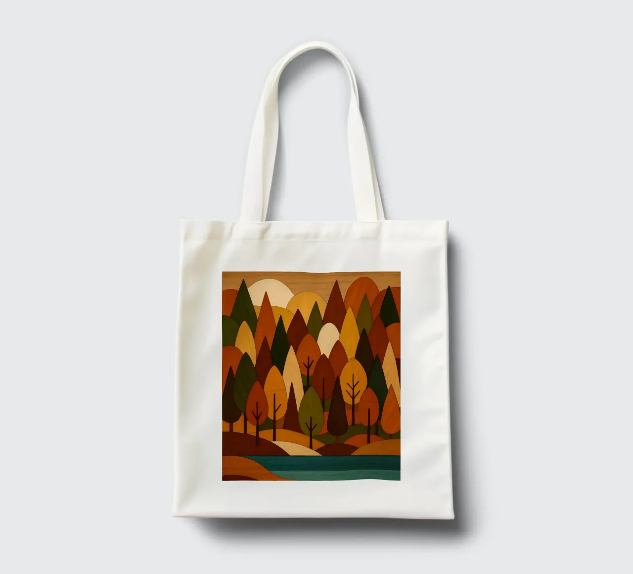 Foresta minimalista in autunno borsa in juta da ARTOMATIC