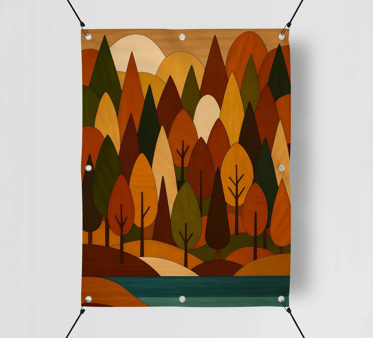 Foresta minimalista in autunno telo in pvc da ARTOMATIC