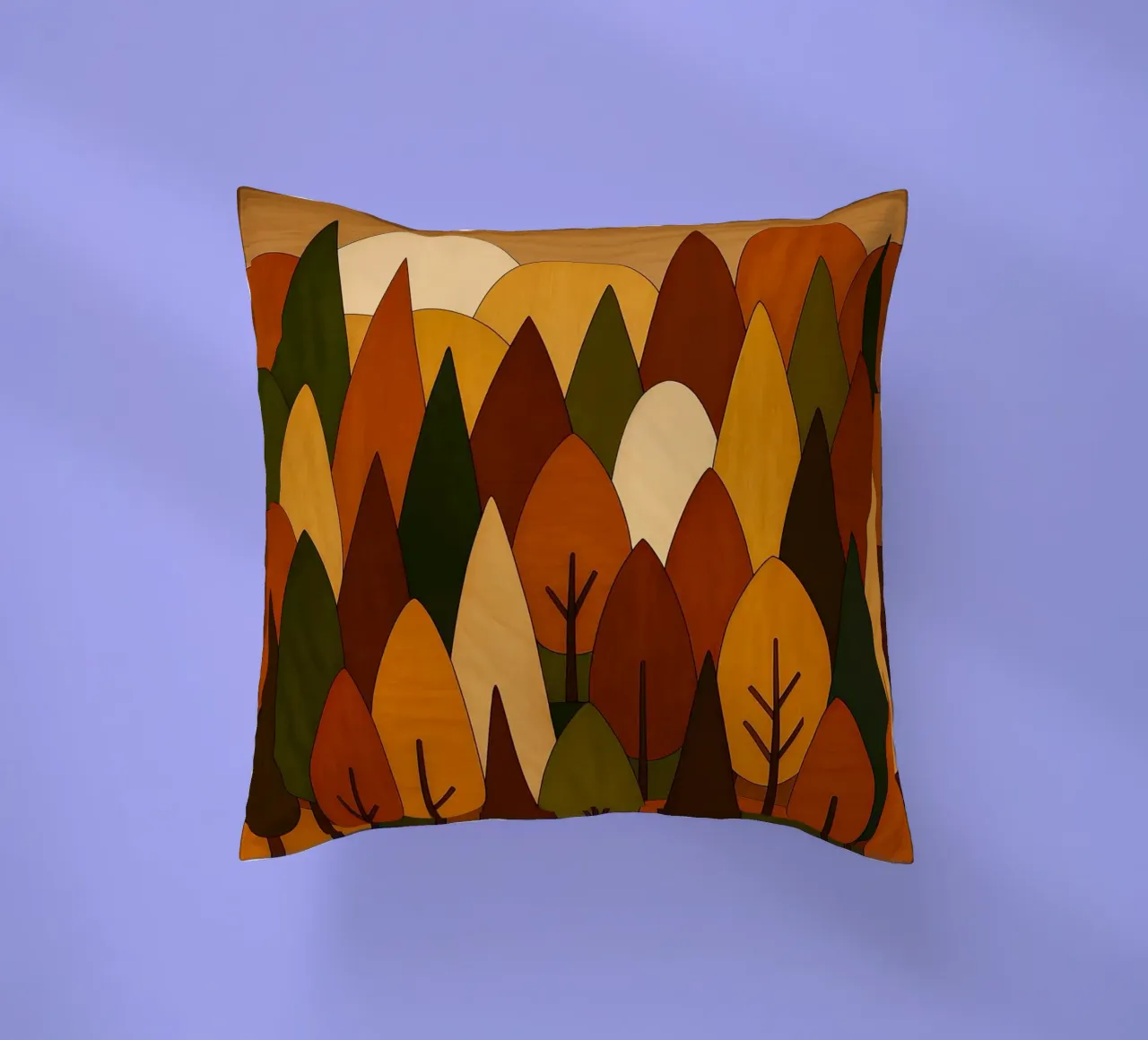 Foresta minimalista in autunno cuscino da ARTOMATIC