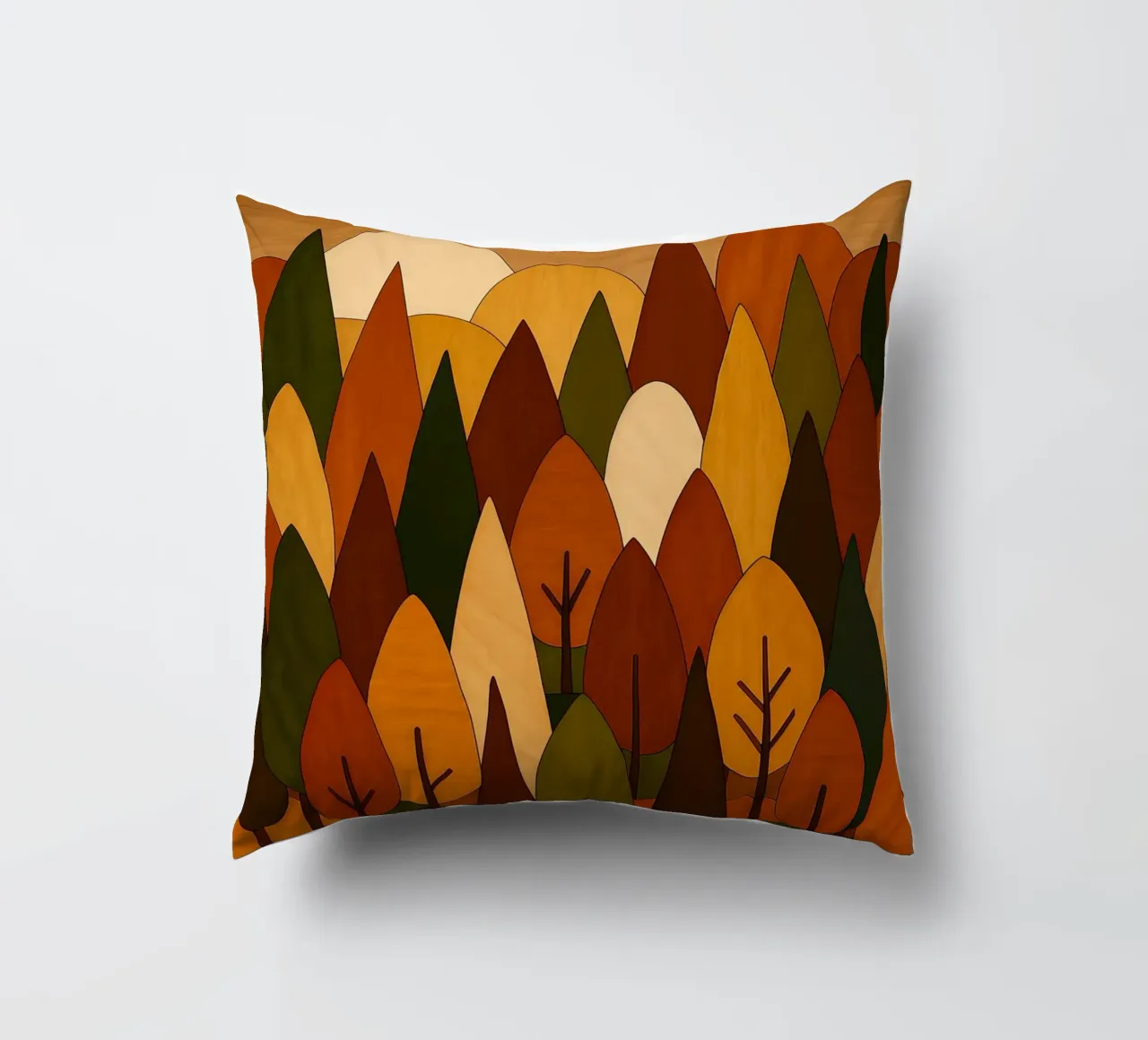 Foresta minimalista in autunno cuscino da ARTOMATIC
