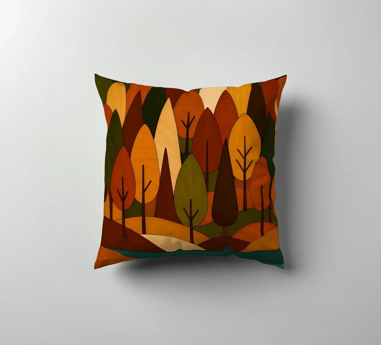 Foresta minimalista in autunno cuscino da ARTOMATIC