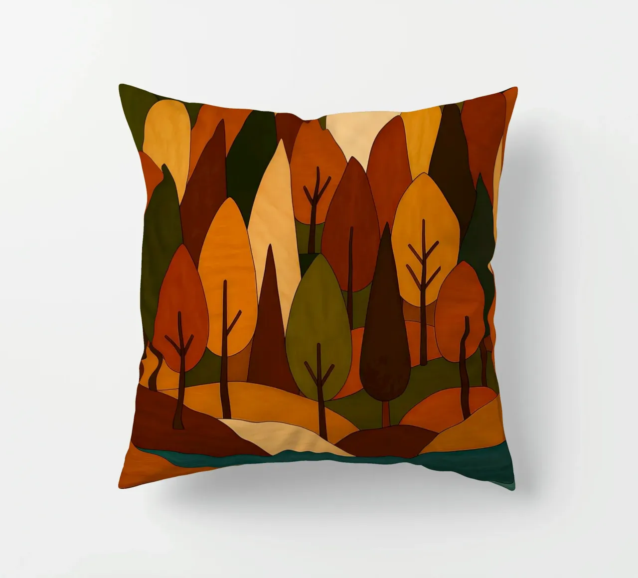 Foresta minimalista in autunno cuscino da ARTOMATIC
